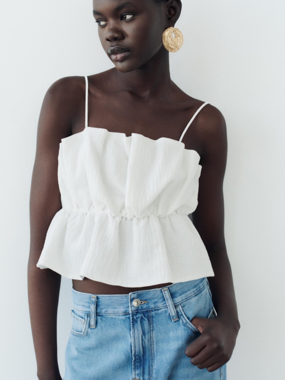 Zara NWT gathered poplin top 3897/157